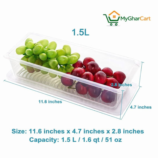 PACK OF 6 Fridge Storage Boxes, Fridge Organizer With Removable Drain Plate And Lid